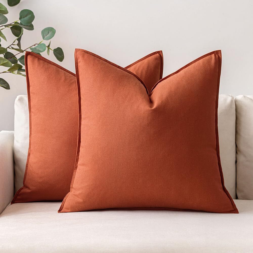 2743 Pack of 2 Fall Decorative Linen Pillow Covers Boho Farmhouse Modern